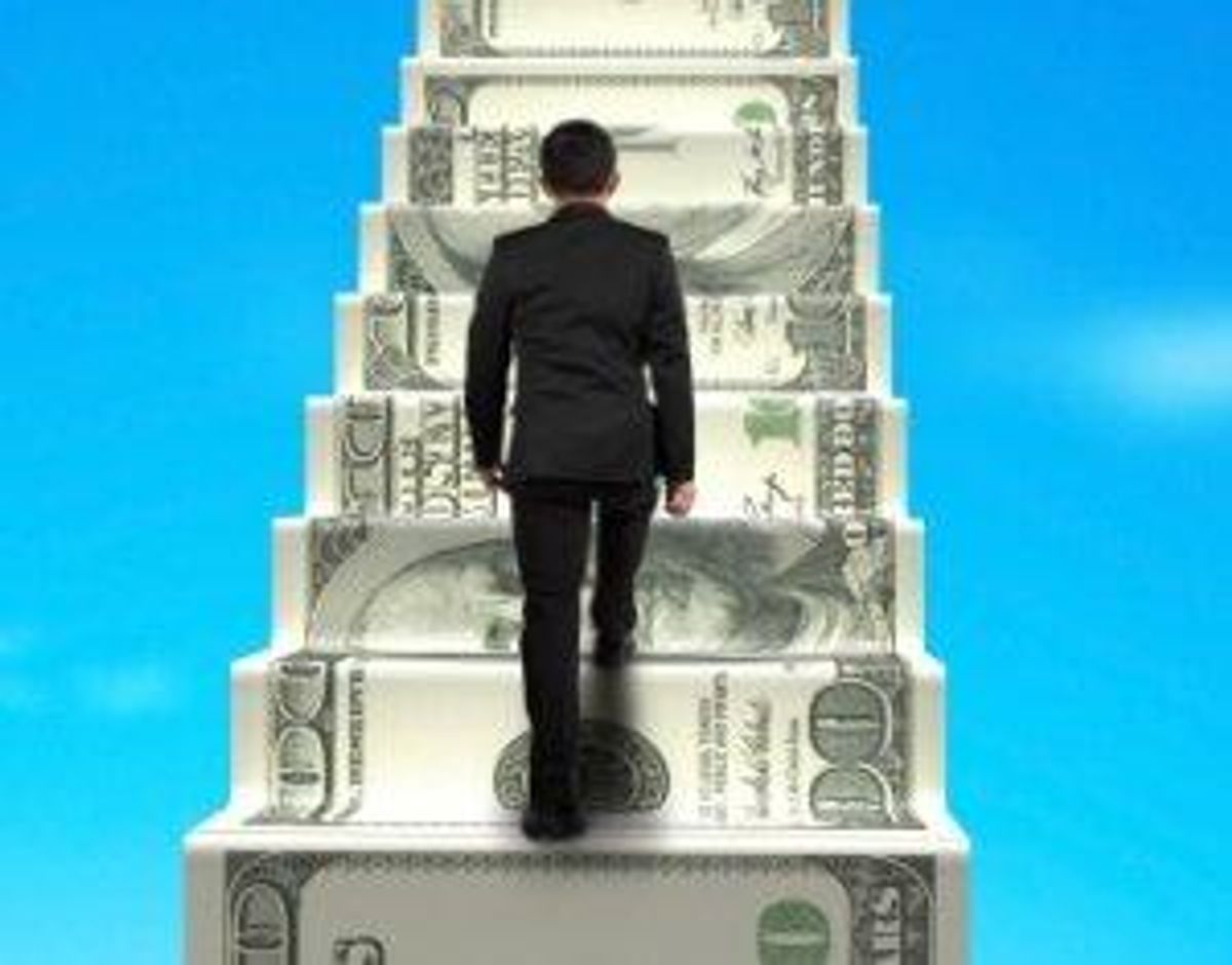 climbing money stairs