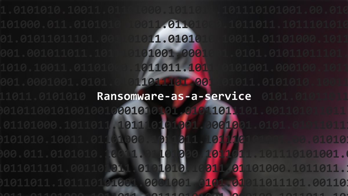 Cyber attack ransomware-as-a-service text in foreground screen