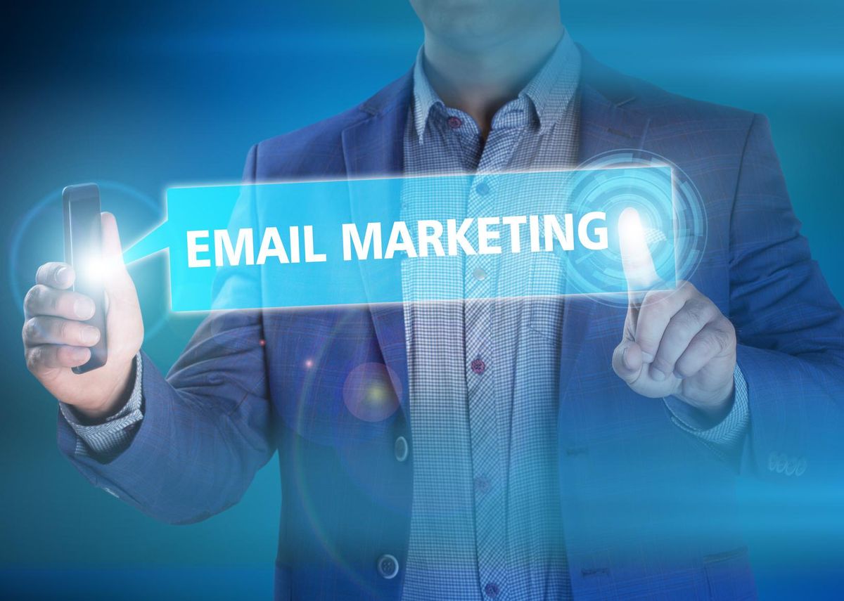 email marketing on virtual screen