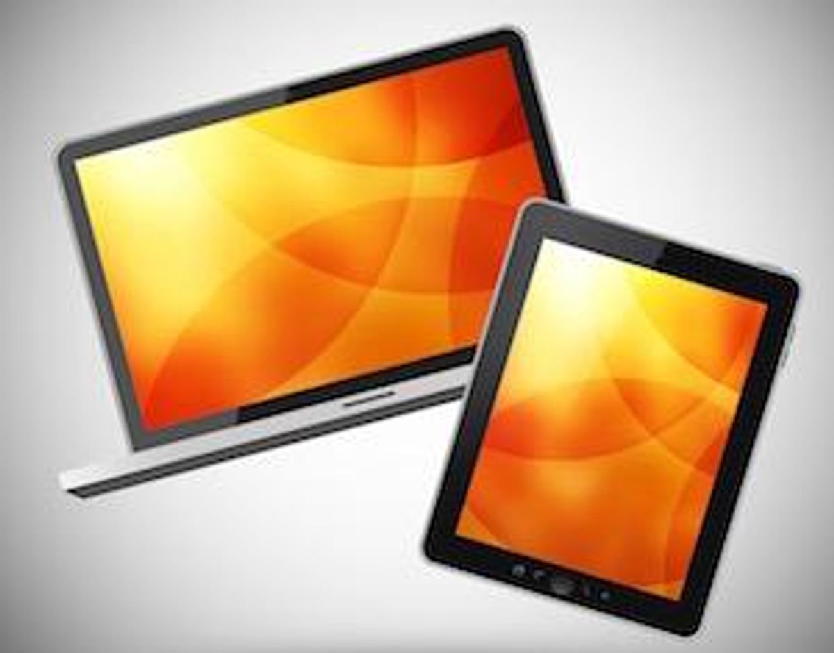 laptop and tablet with colorful screens