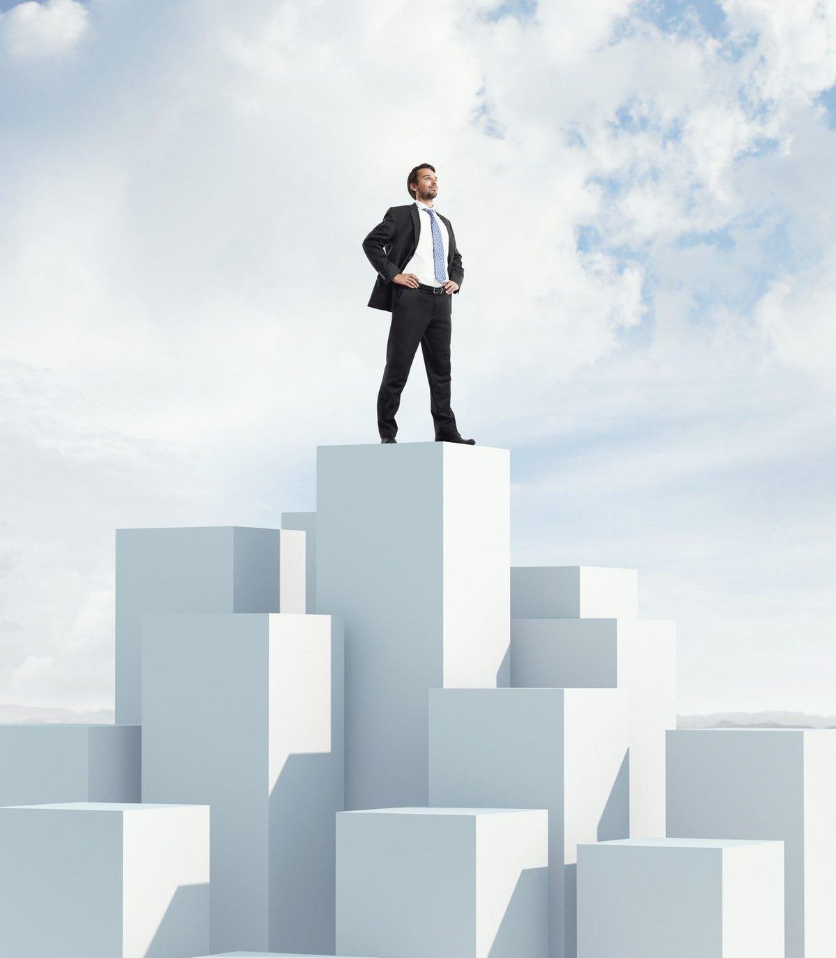 Man being a business leader after training