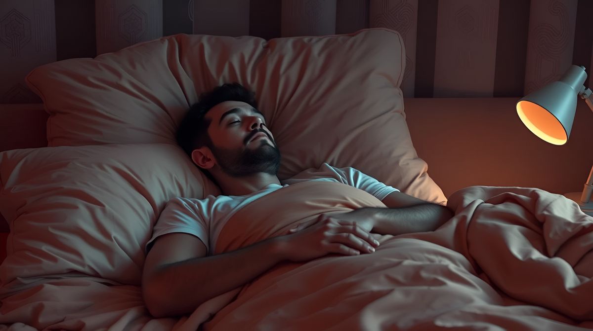 Man trying to fall asleep faster