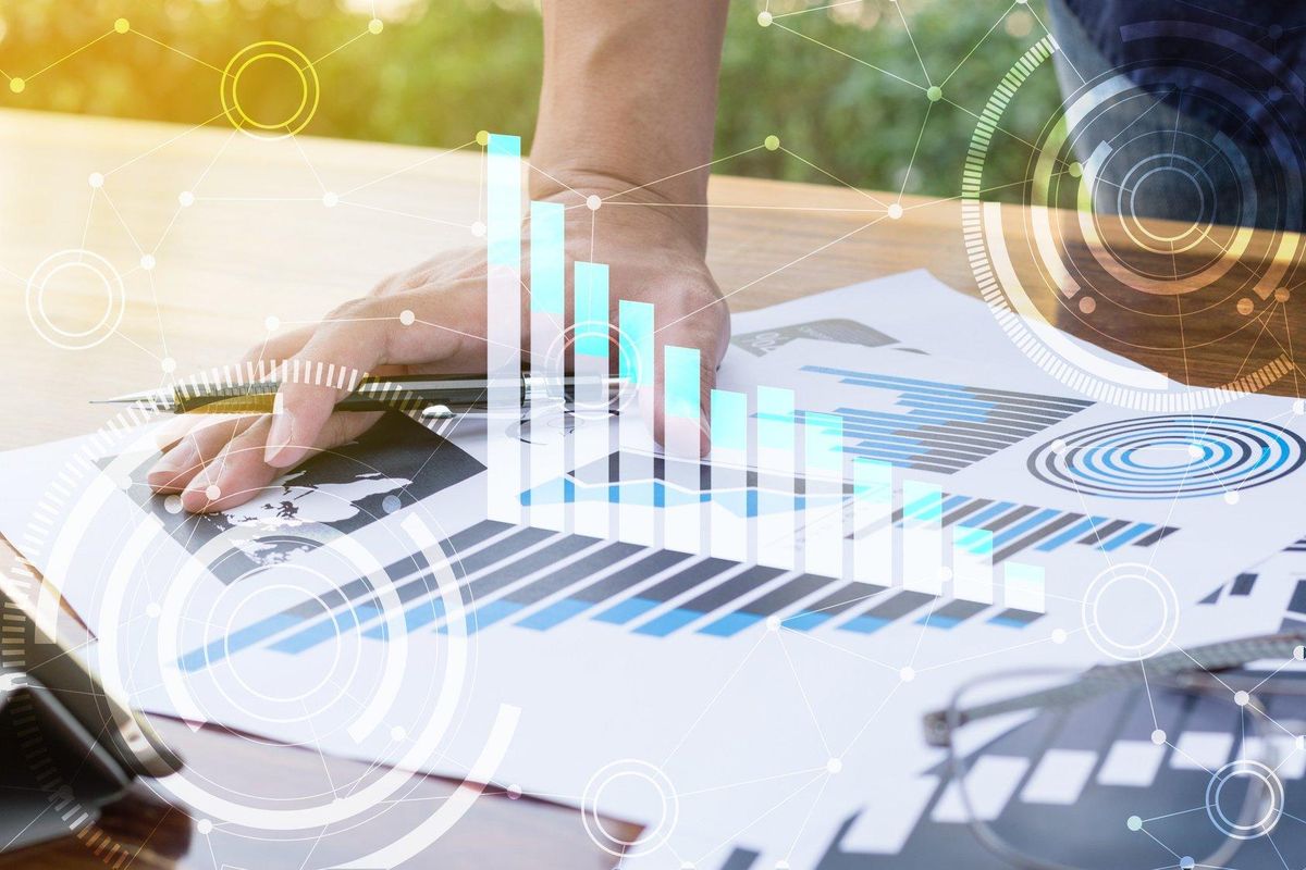 modern computer and business concept