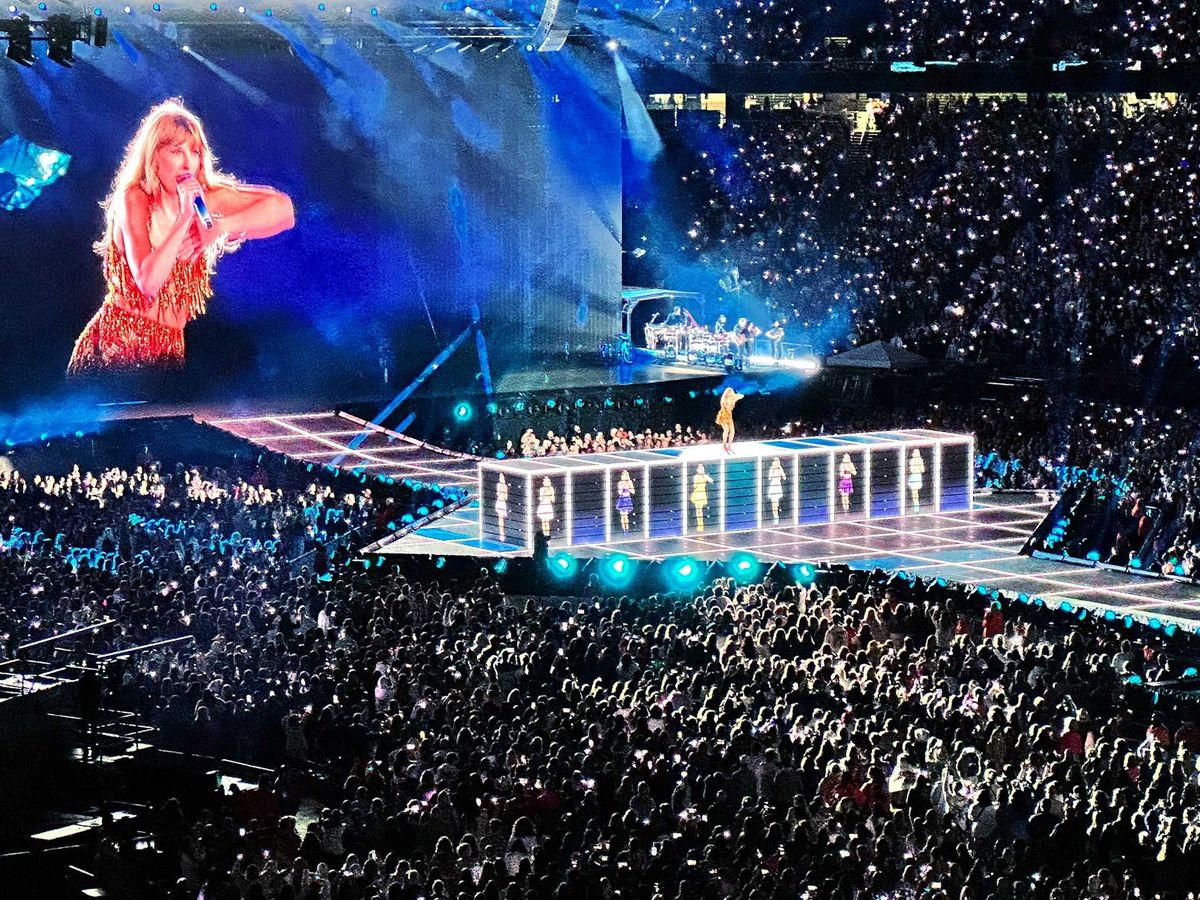Taylor Swift on stage during a tour